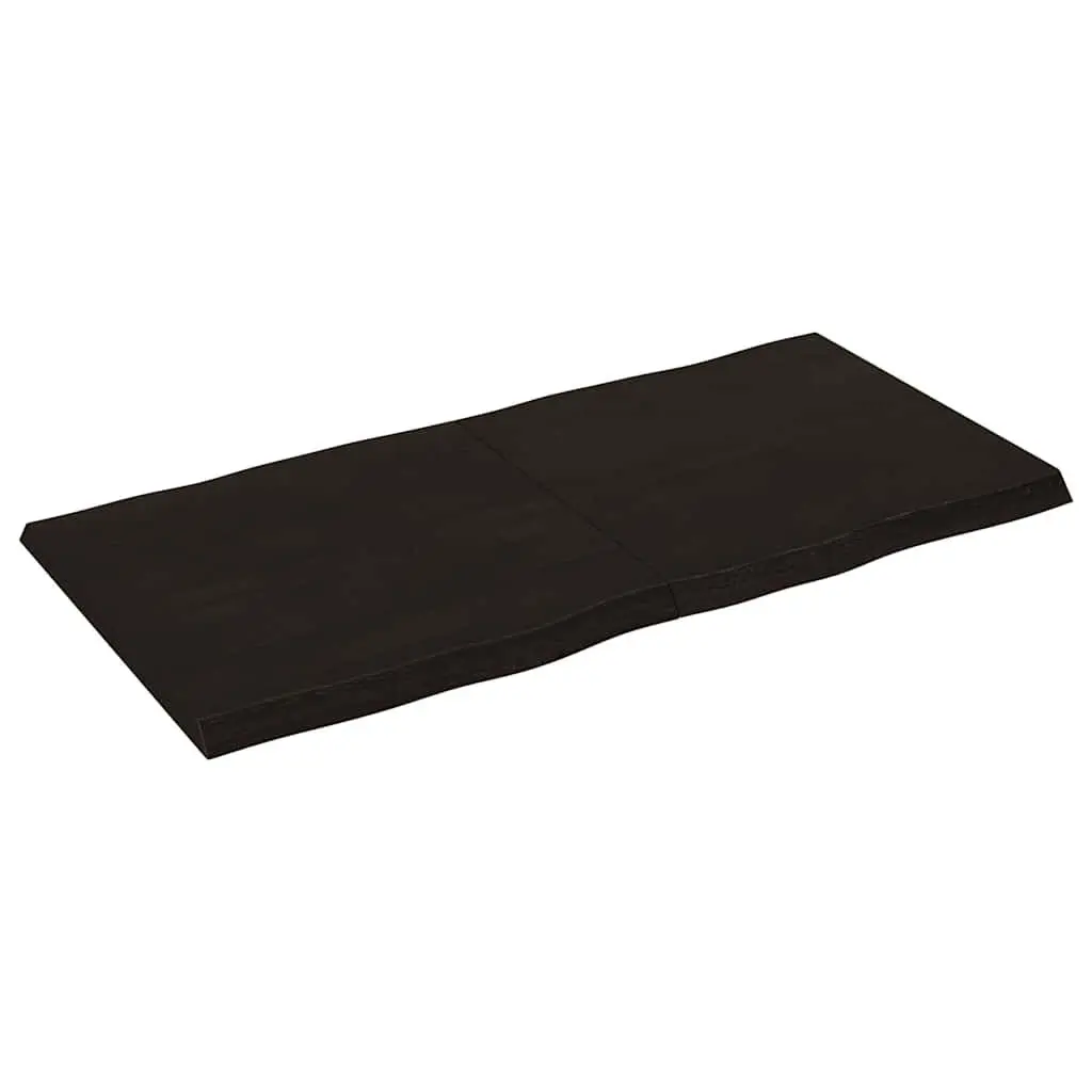 Wooden Table Top Live Edge Dark Brown 120x60cm Solid Oak Foldable