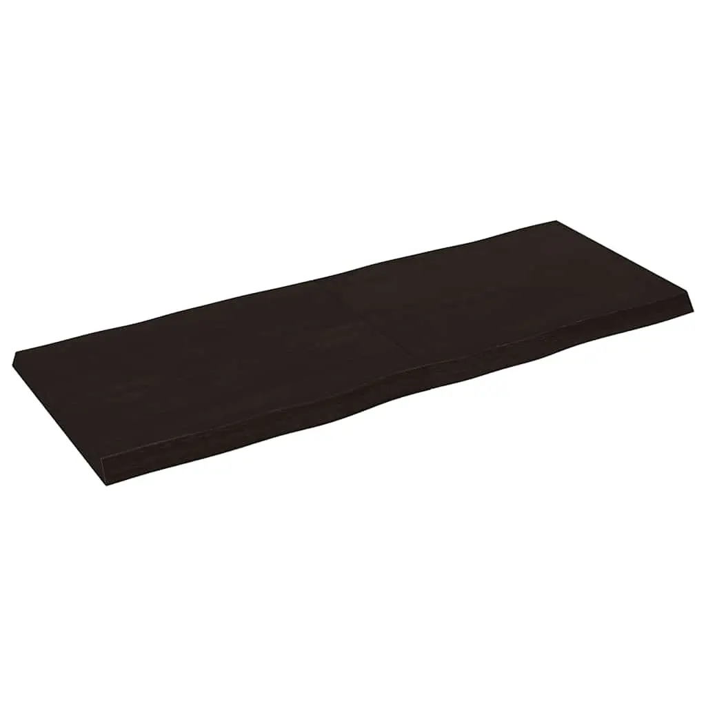 Folding Table Top Handcrafted Live Edge Dark Brown Solid Oak Wood 140x50cm