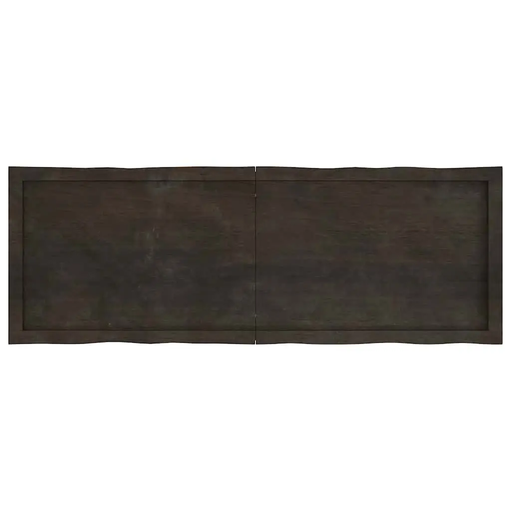 Folding Table Top Handcrafted Live Edge Dark Brown Solid Oak Wood 140x50cm