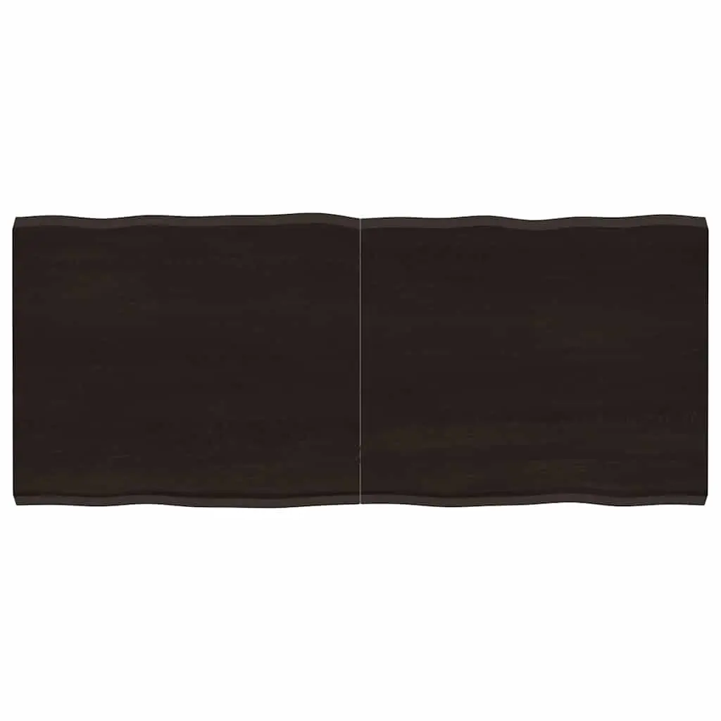 Wooden Table Top Live Edge Foldable 140x60cm Dark Brown Solid Oak Wood