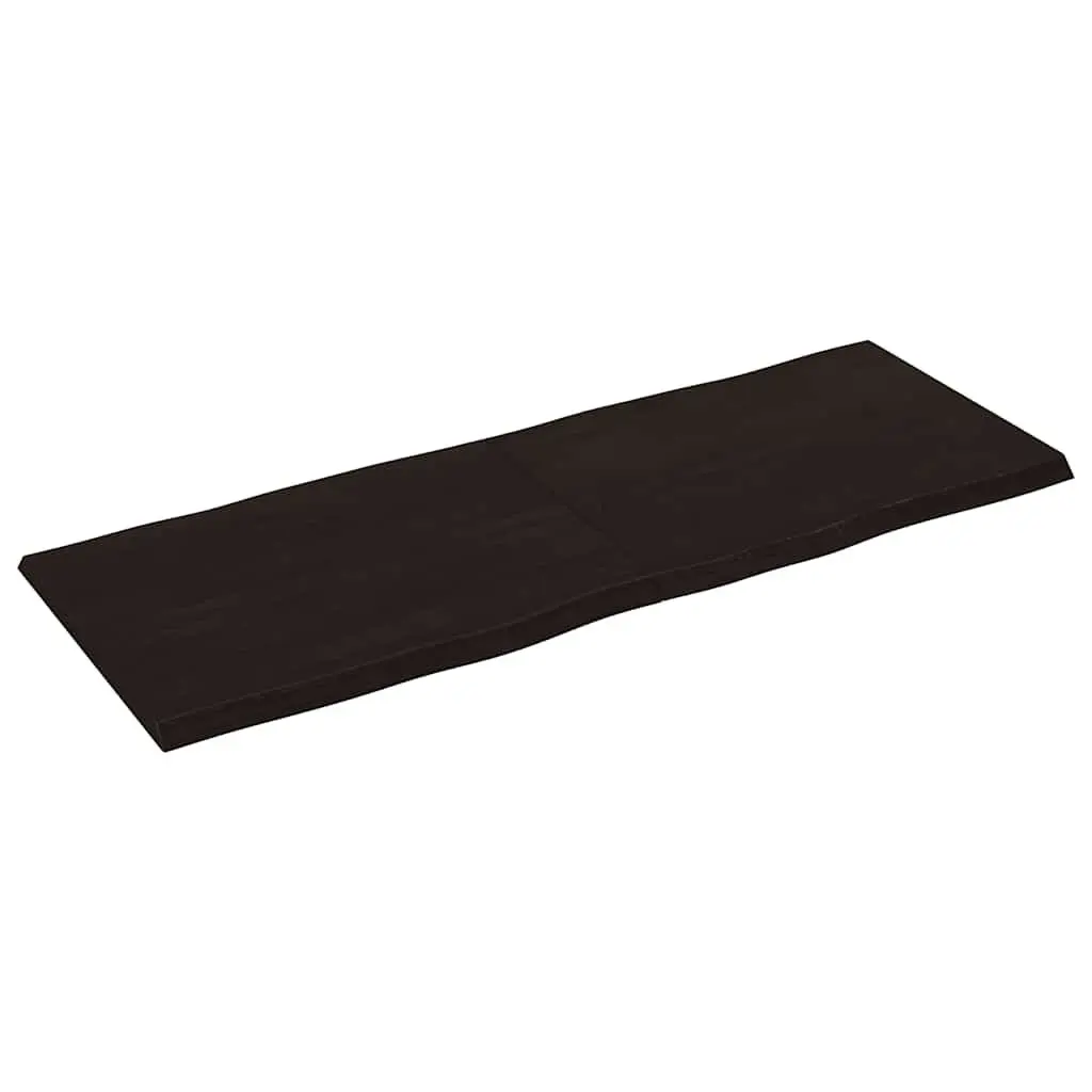 Dark Brown Wooden Table Top Live Edge Solid Oak 160x60cm Folding Design