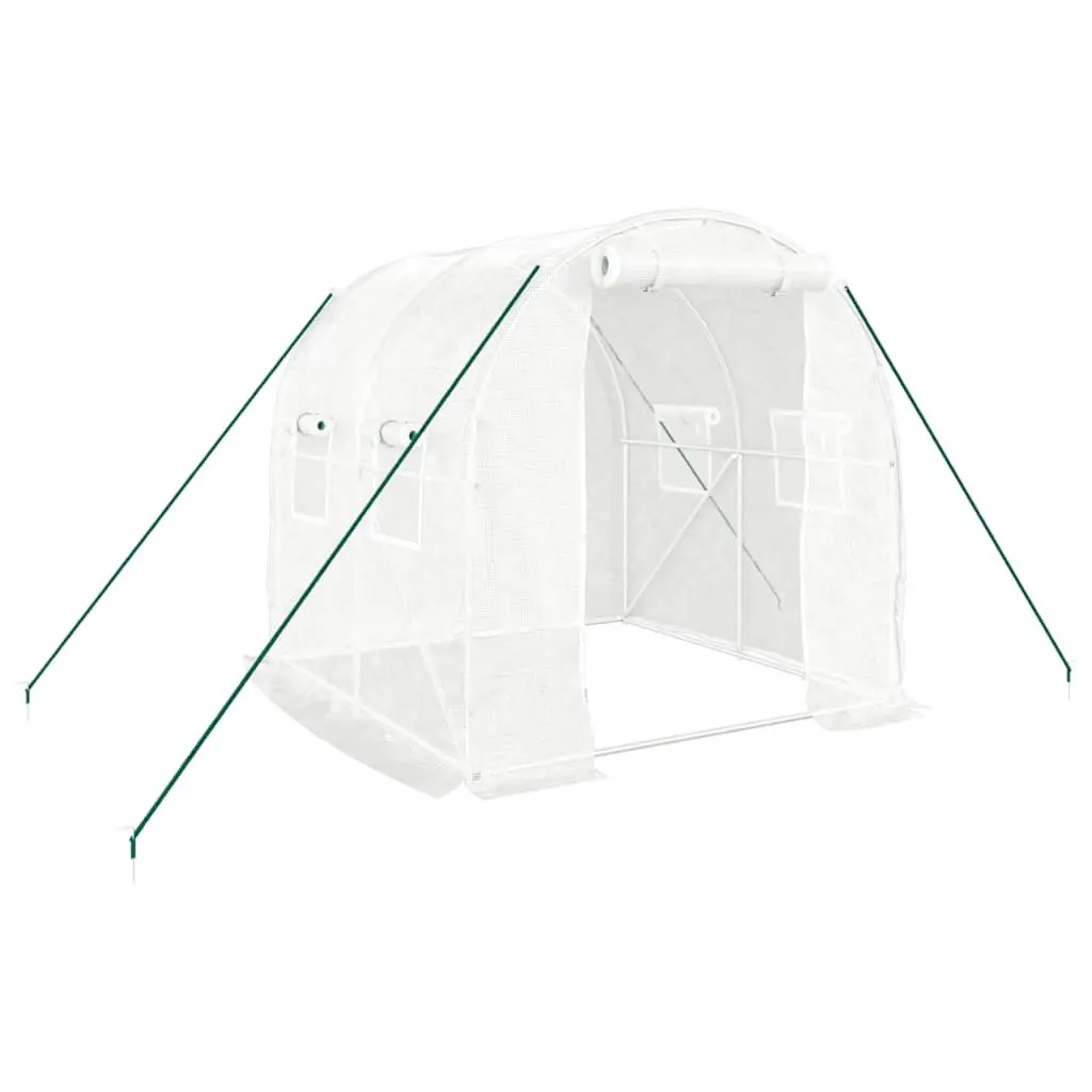 Greenhouse White Steel Frame PE Cover 2x2x2 m