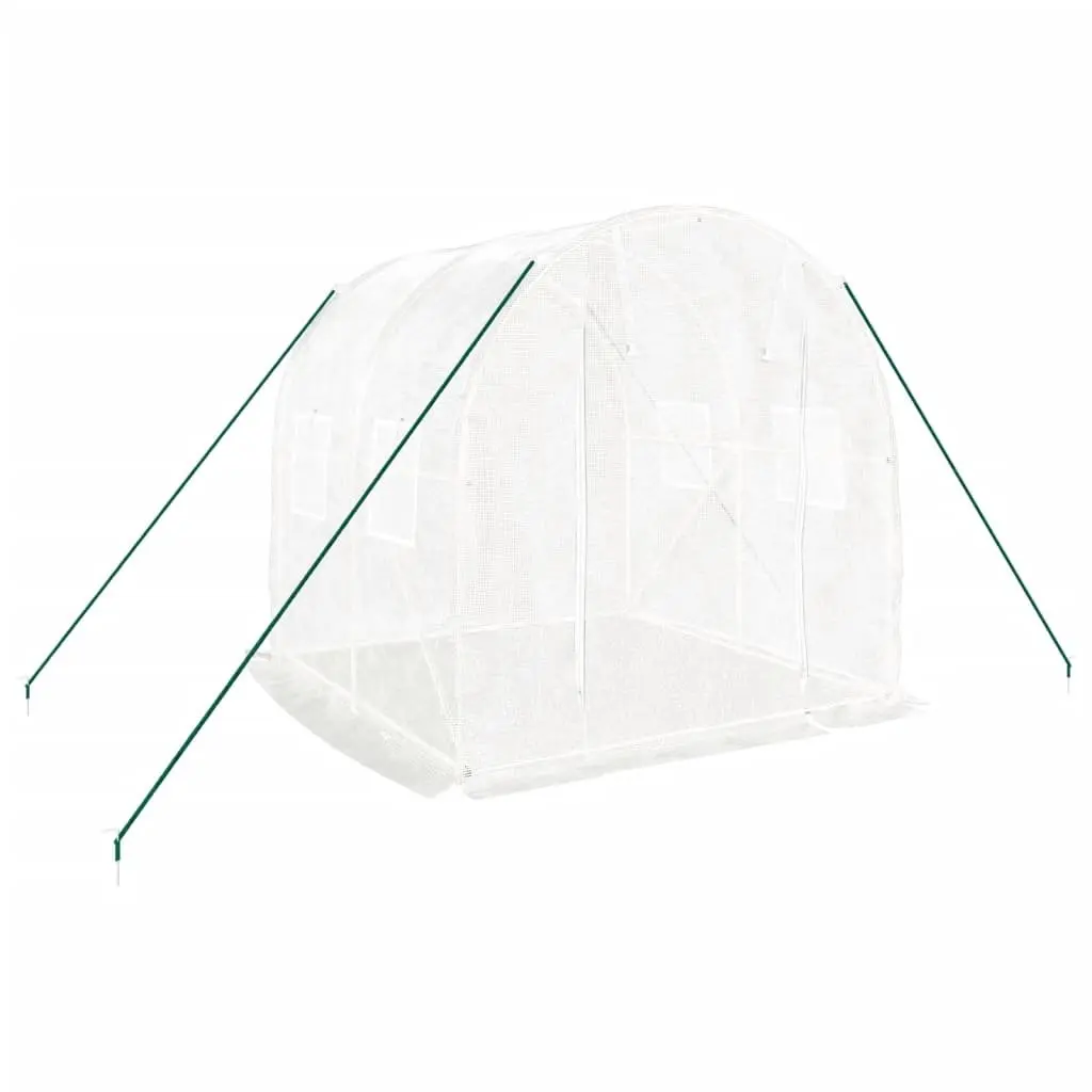 Greenhouse White Steel Frame PE Cover 2x2x2 m