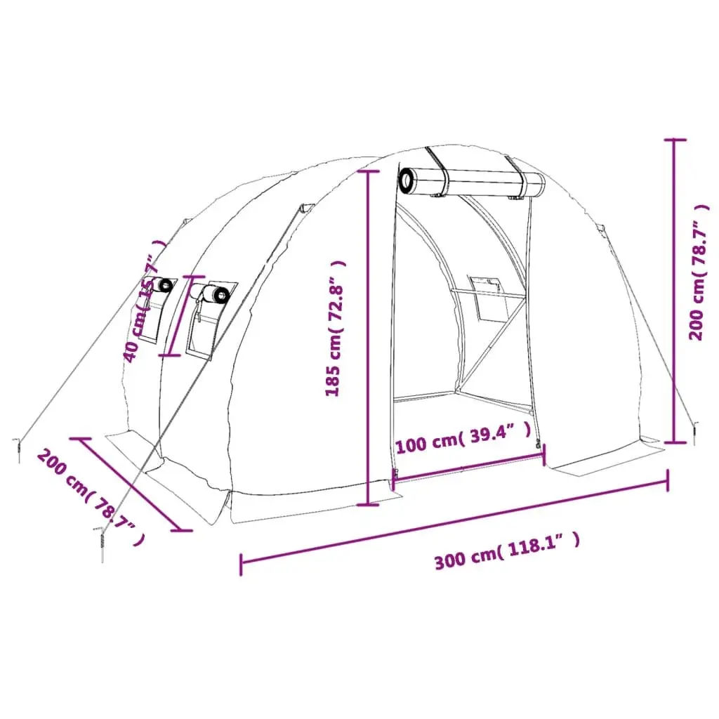Greenhouse Garden Plant House Steel Frame Green 3x2x2 m 6 m² PE Cover