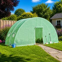Greenhouse 12m² Steel Frame PE Cover Garden Plant House 6x2x2.85m Green