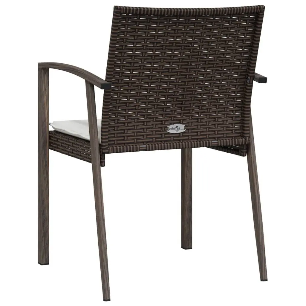 Outdoor Garden Chairs Set Brown Poly Rattan Patio Seating with Cushions 56.5 x 57 x 83 cm