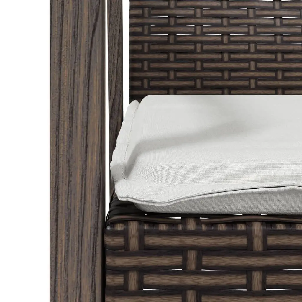 Outdoor Garden Chairs Set Brown Poly Rattan Patio Seating with Cushions 56.5 x 57 x 83 cm