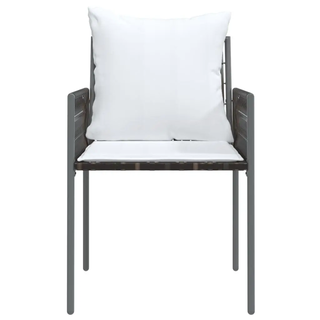 Outdoor Garden Chairs Brown Poly Rattan Steel Frame with Cushions 2 Piece Set