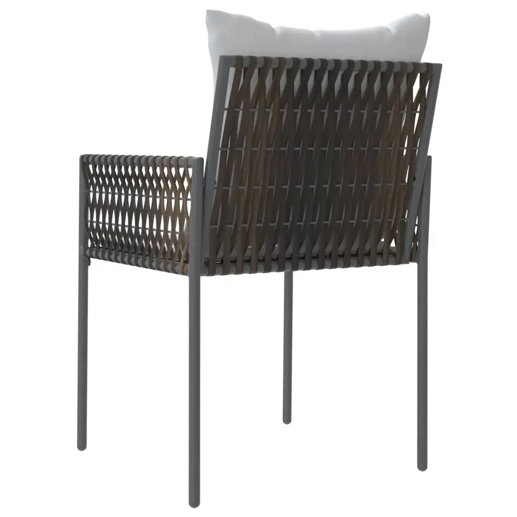 Outdoor Garden Chairs Brown Poly Rattan Steel Frame with Cushions 2 Piece Set