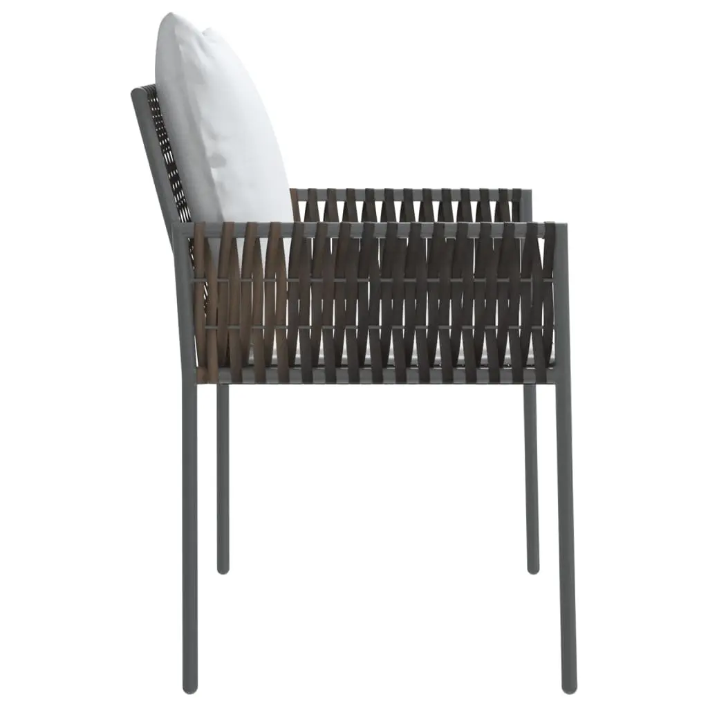 Outdoor Garden Chairs Brown Poly Rattan Steel Frame with Cushions 2 Piece Set