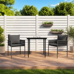 Outdoor Chairs with Cushions 2 Pieces Black Garden Patio Seating Poly Rattan