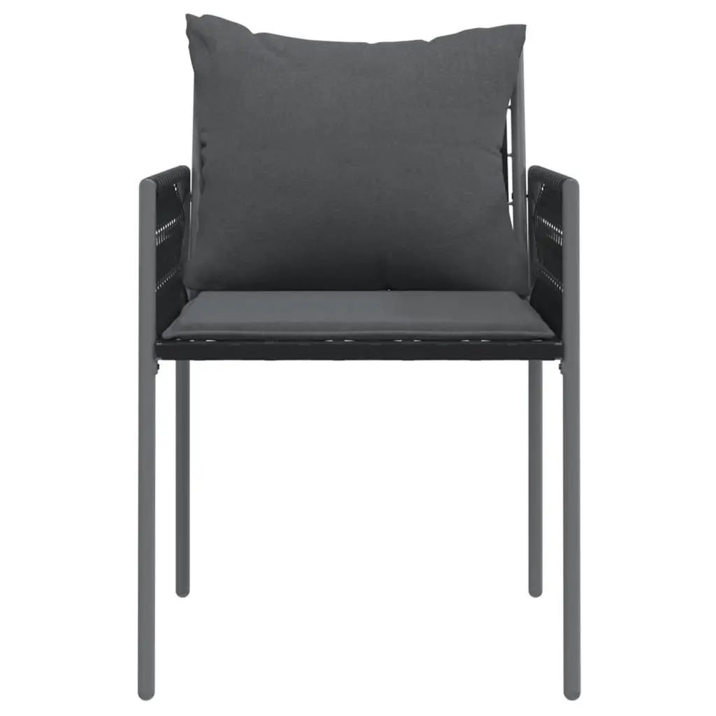 Outdoor Chairs with Cushions Black 2 Pieces Garden Patio Seating Poly Rattan