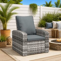 Friendly Grey Reclining Lounge Chair with Cushions