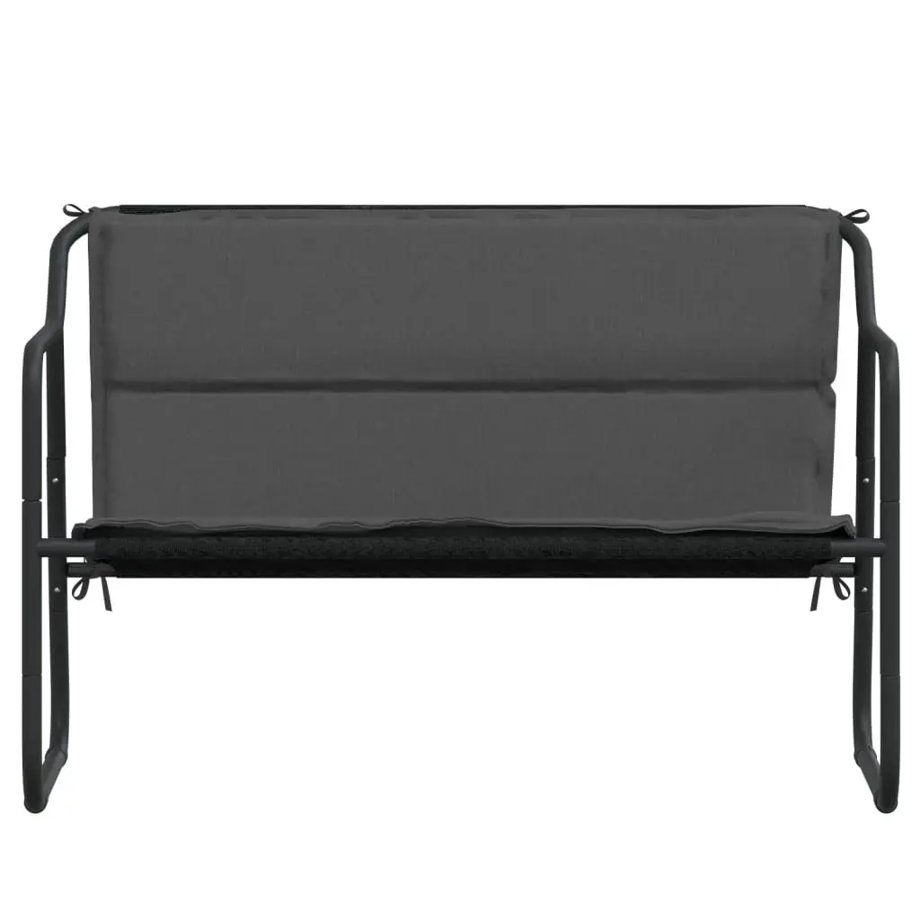 2-Seater Garden Bench Anthracite Steel Frame Outdoor Patio Seating with Cushion