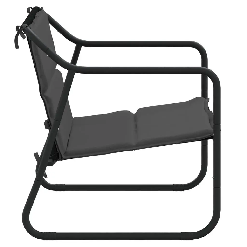 2-Seater Garden Bench Anthracite Steel Frame Outdoor Patio Seating with Cushion