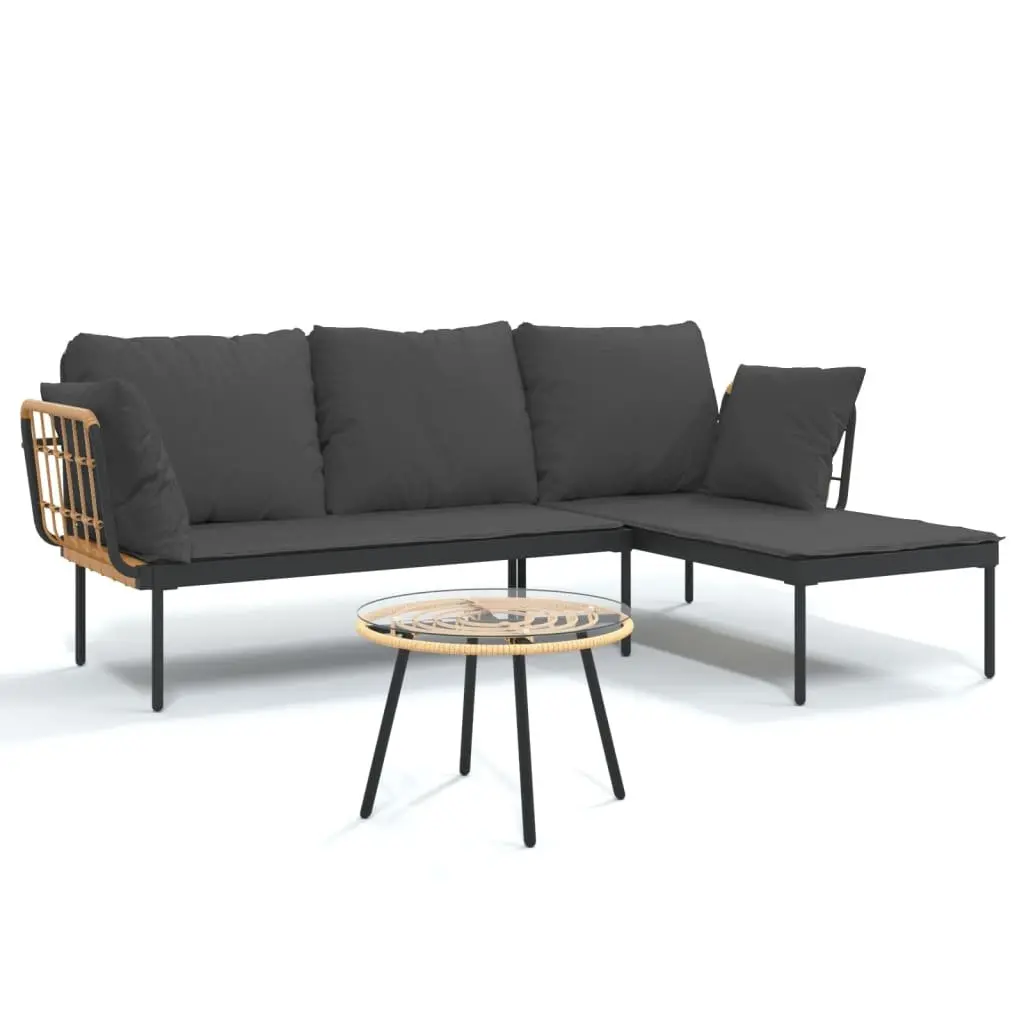 Garden Lounge Set 3 Piece Outdoor Furniture Patio Sofa Rattan Chair Table