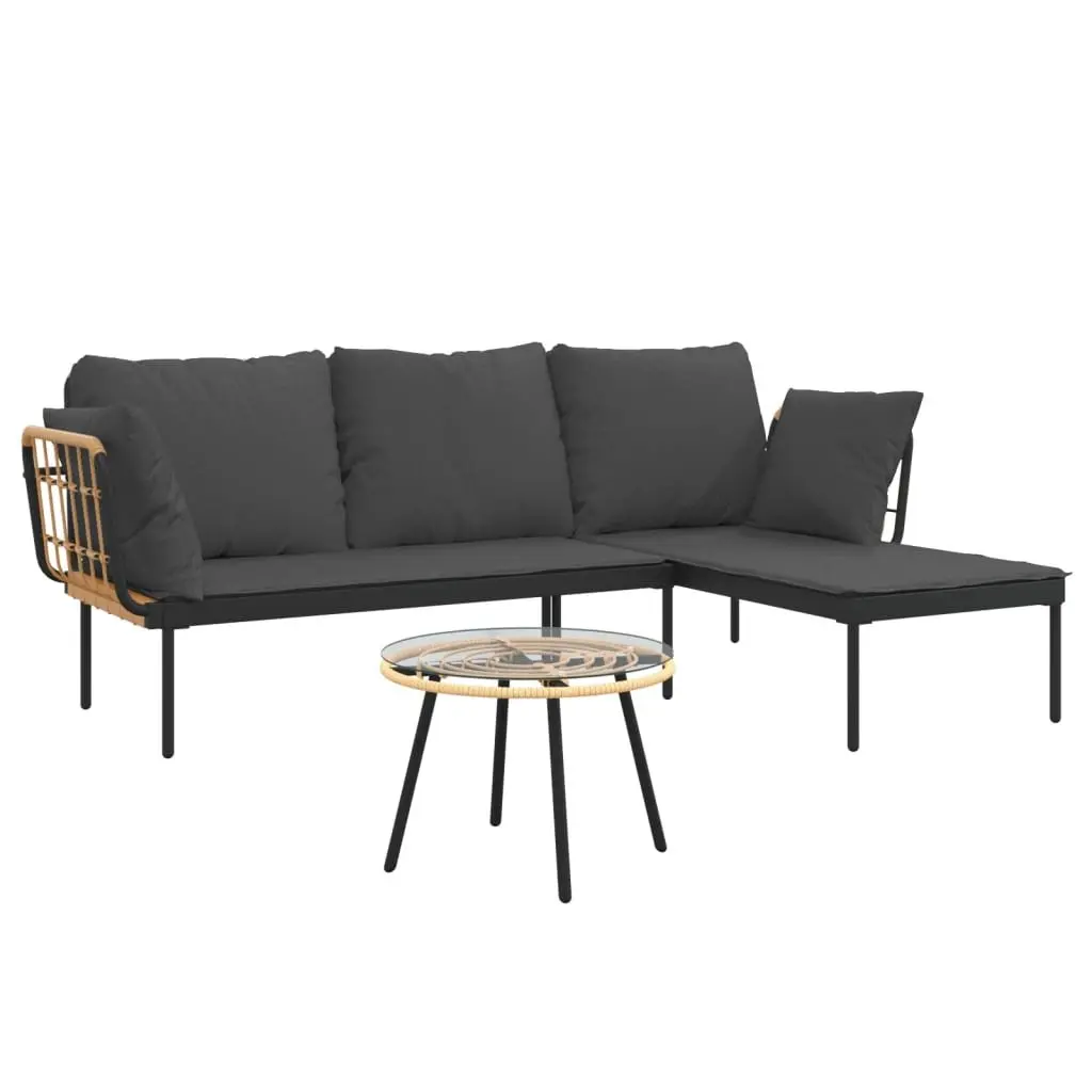 Garden Lounge Set 3 Piece Outdoor Furniture Patio Sofa Rattan Chair Table