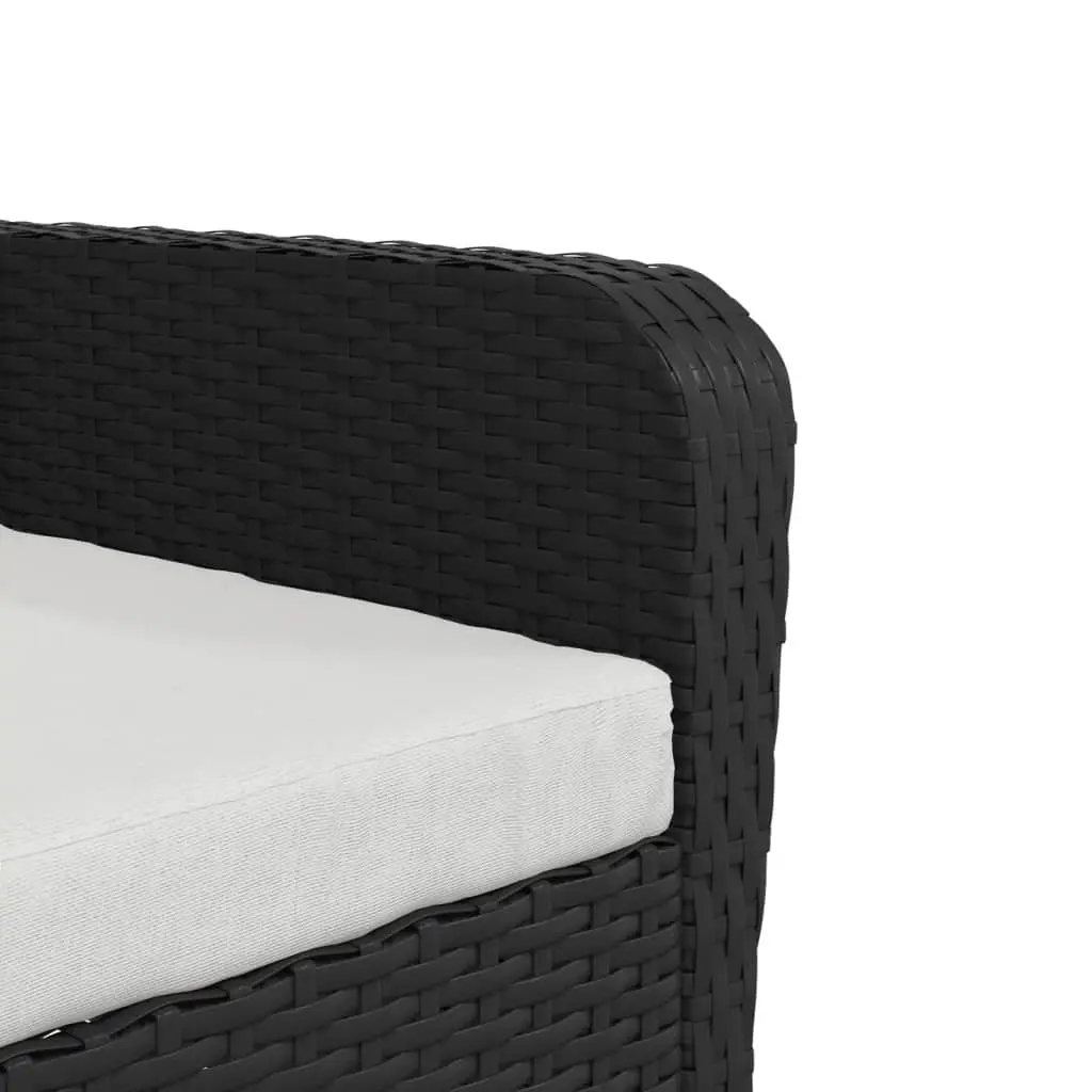 Garden Chair with Footstool Black Poly Rattan Outdoor Lounge Seating