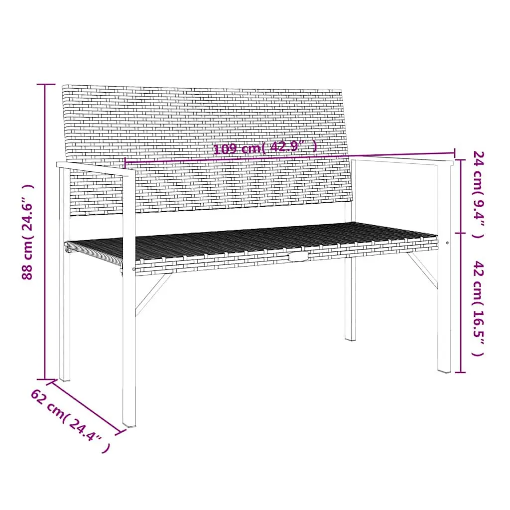 2-Seater Garden Bench Outdoor Furniture with Backrest and Armrests Grey