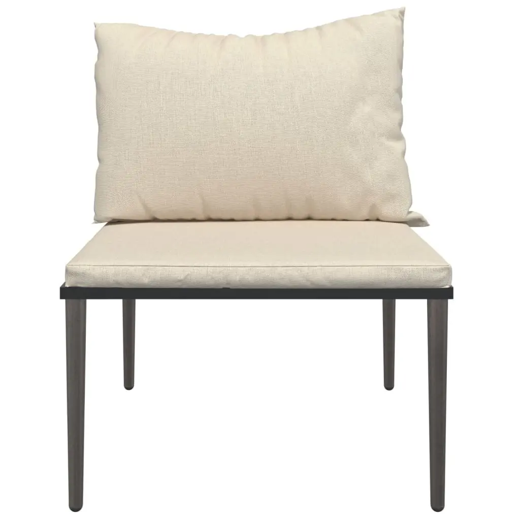Modular Outdoor Sectional Sofa Garden Middle Unit with Grey Cushions PE Rattan