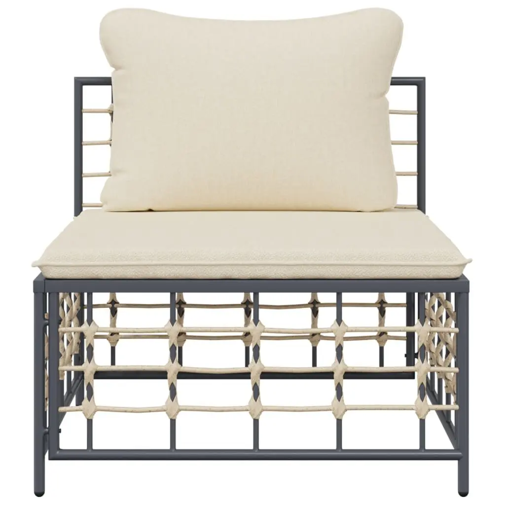 Outdoor Garden Middle Sofa Sectional Unit Weather-Resistant PE Rattan Anthracite