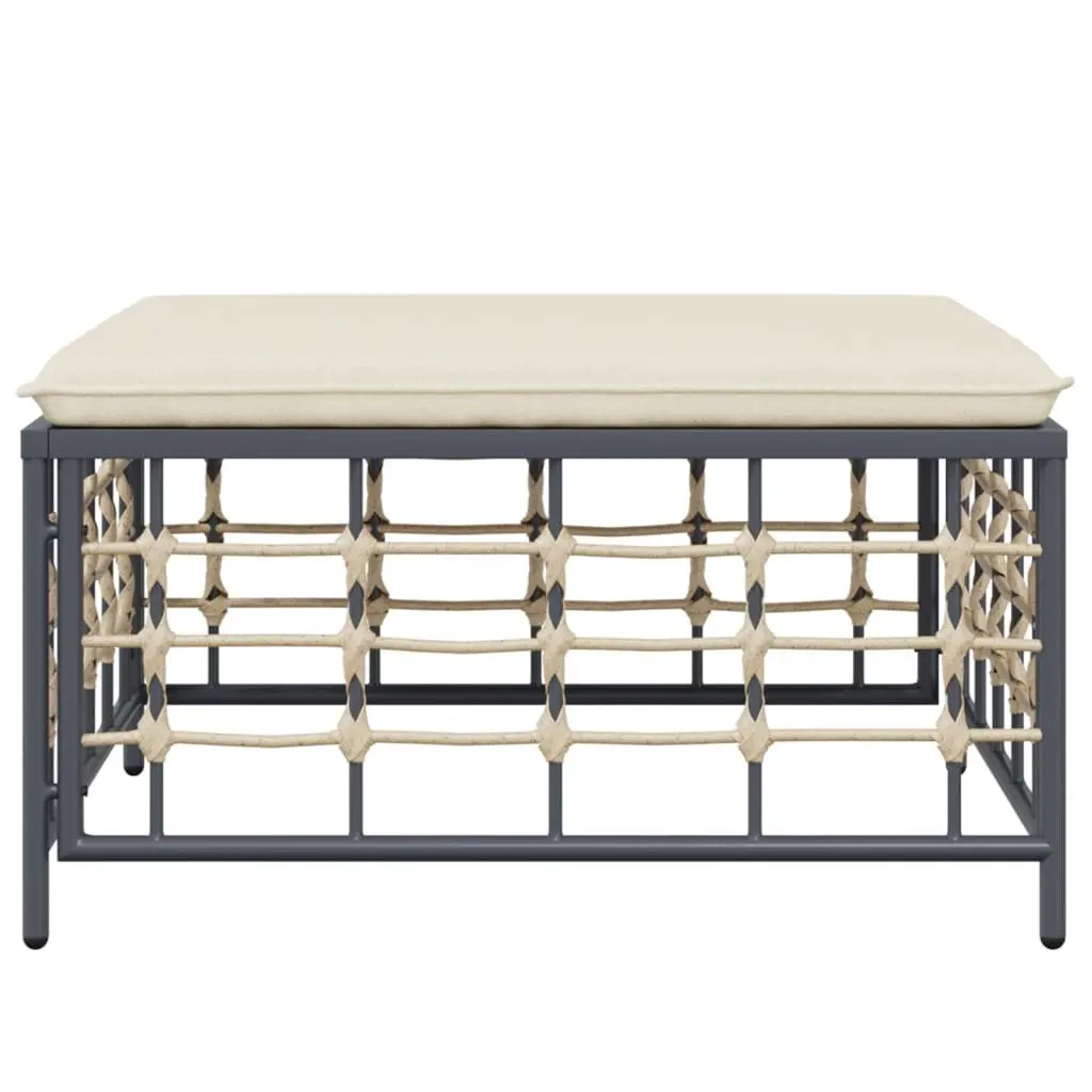 Garden Footstool Ottoman Weather-resistant PE Rattan with Cushion Anthracite