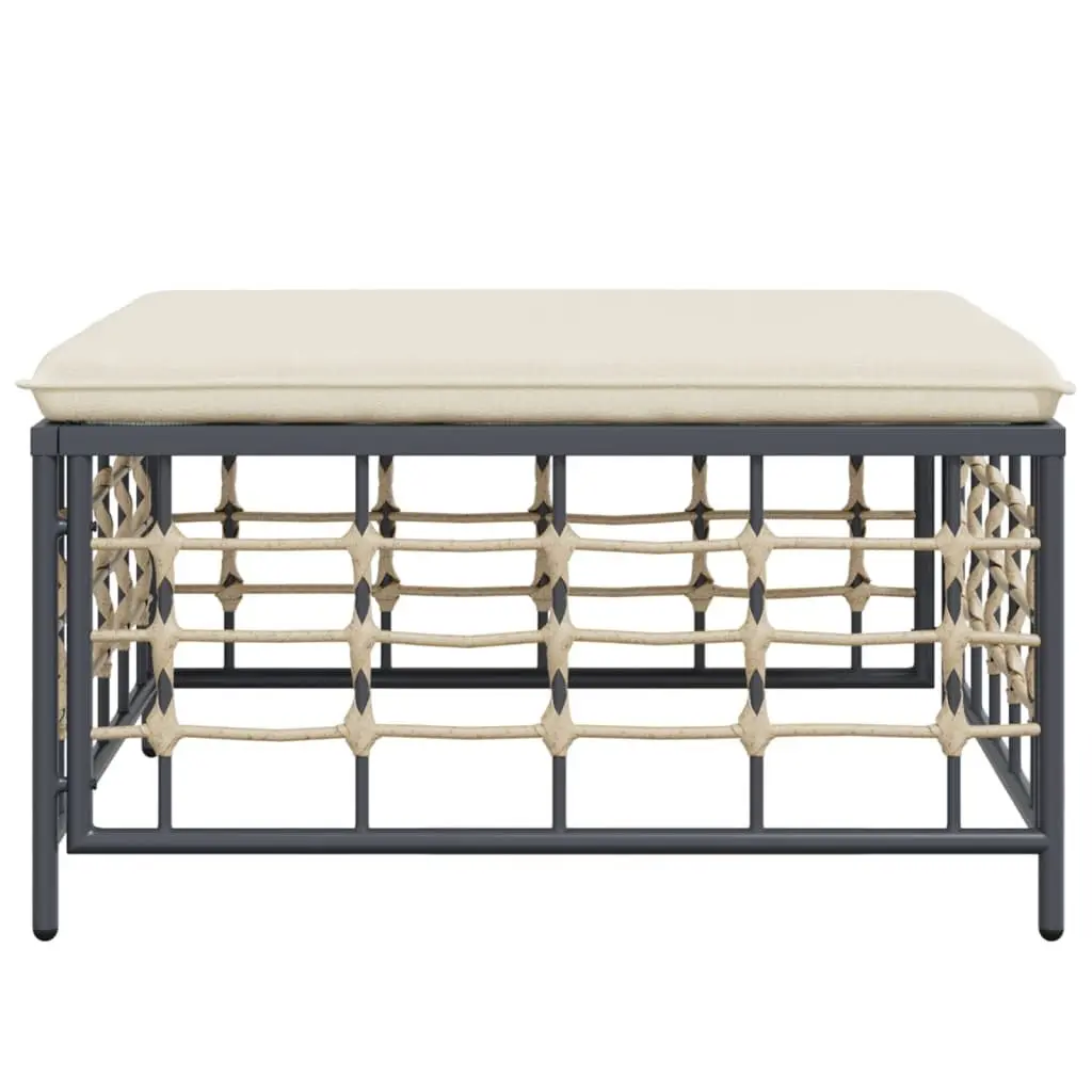 Garden Footstool Ottoman Weather-resistant PE Rattan with Cushion Anthracite