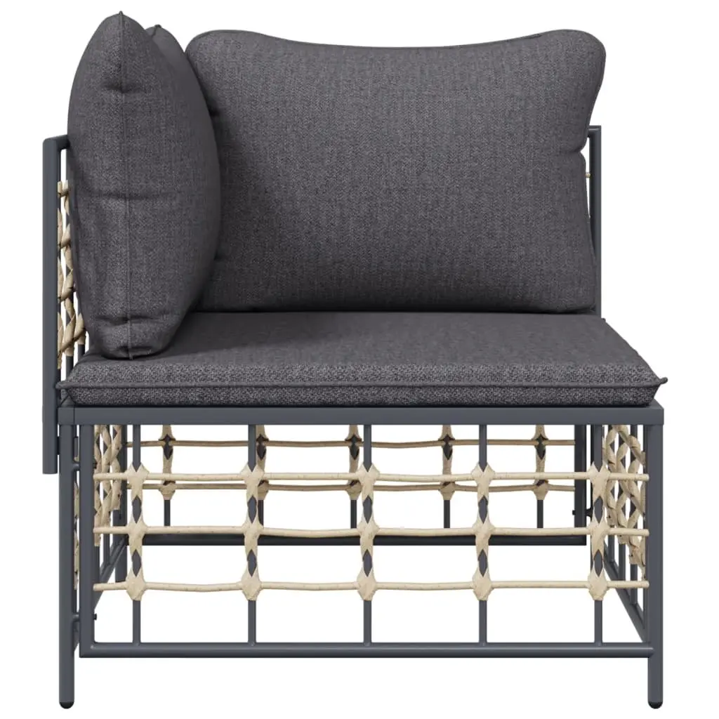 Outdoor Corner Sofa Garden Sectional Seating with Cushions Poly Rattan