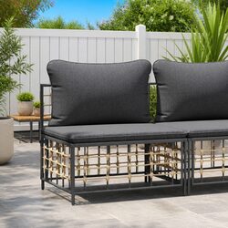 Garden Middle Sofa Modular Outdoor Seating PE Rattan Weather-Resistant Cushions