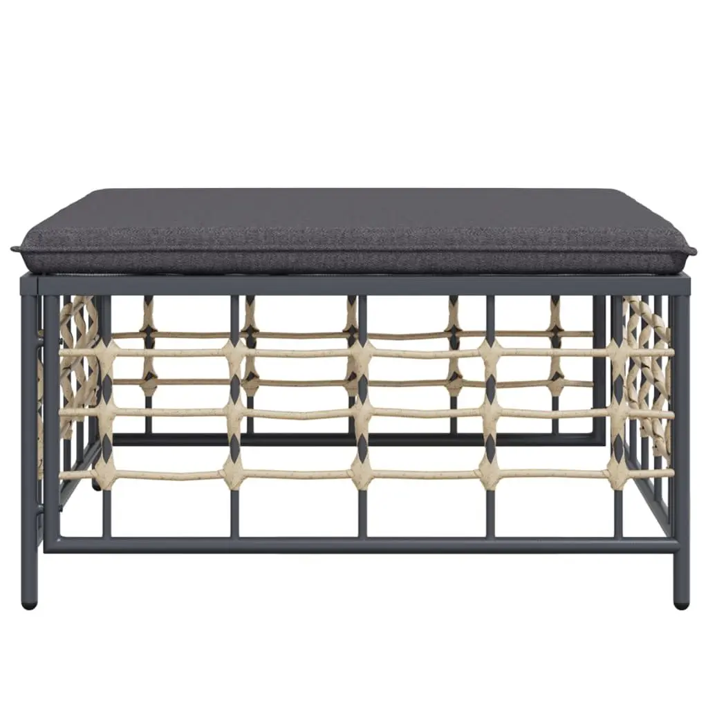 Garden Footstool Ottoman Weather-resistant PE Rattan Anthracite Cushion