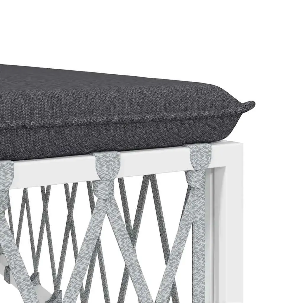 Outdoor Corner Sofa Garden Sectional Seating with Cushions White Woven Fabric