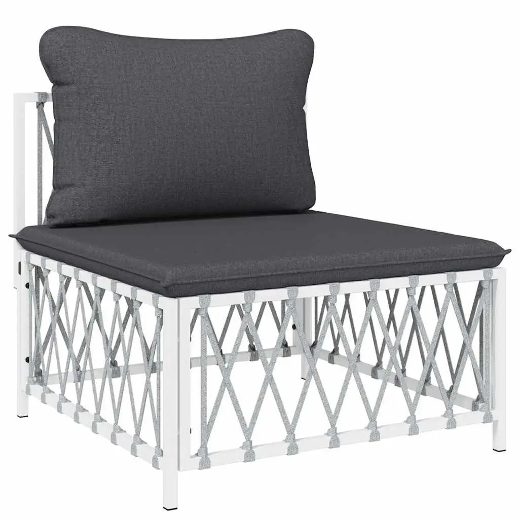 Outdoor Garden Middle Sofa White Woven Fabric Cushions Modular Sectional