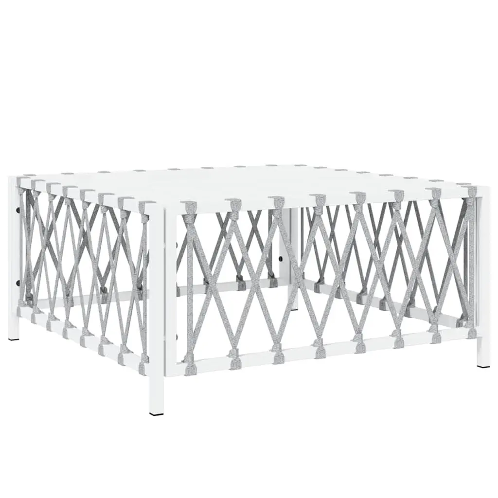 Outdoor Garden Table Woven Fabric White 70x70x34cm