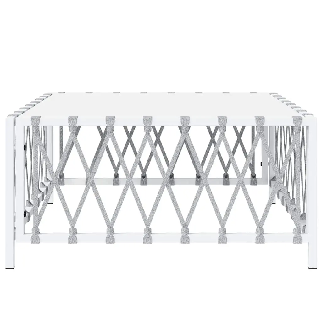 Outdoor Garden Table Woven Fabric White 70x70x34cm