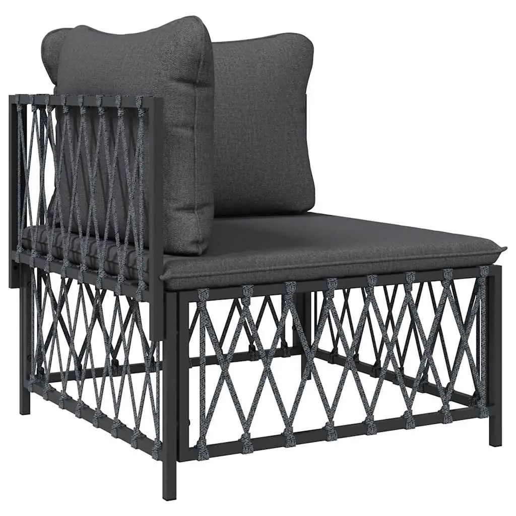Outdoor Corner Sofa Garden Sectional Seating with Cushions Anthracite Woven