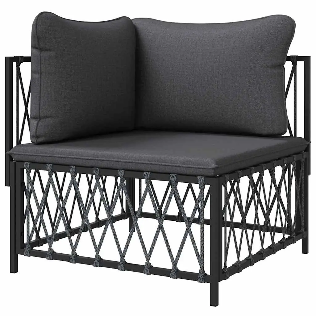 Outdoor Corner Sofa Garden Sectional Seating with Cushions Anthracite Woven