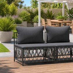 Garden Middle Sofa Modular Outdoor Sectional Unit with Cushions Anthracite