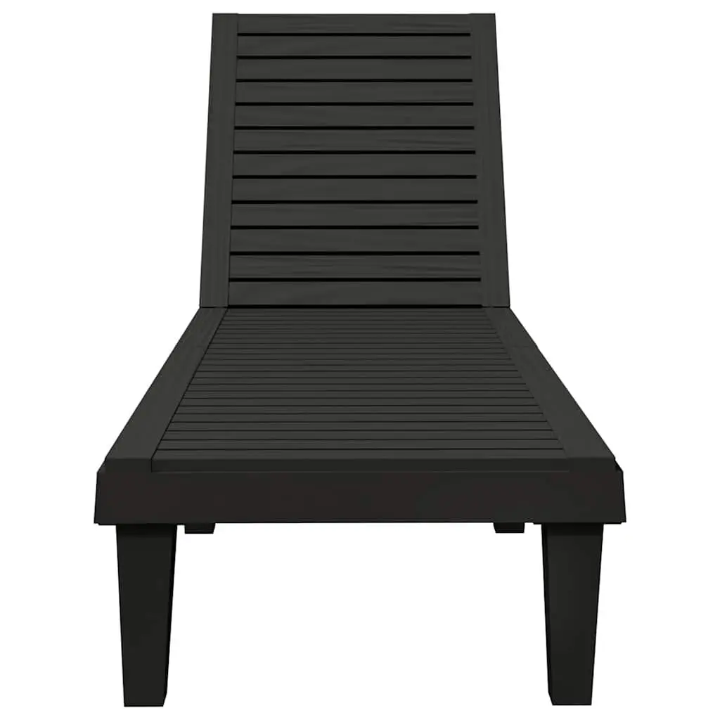 Sun Loungers Adjustable Backrest Black 2 Piece Outdoor Chaise Lounge Recliners