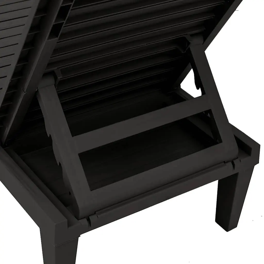 Sun Loungers Adjustable Backrest Black 2 Piece Outdoor Chaise Lounge Recliners