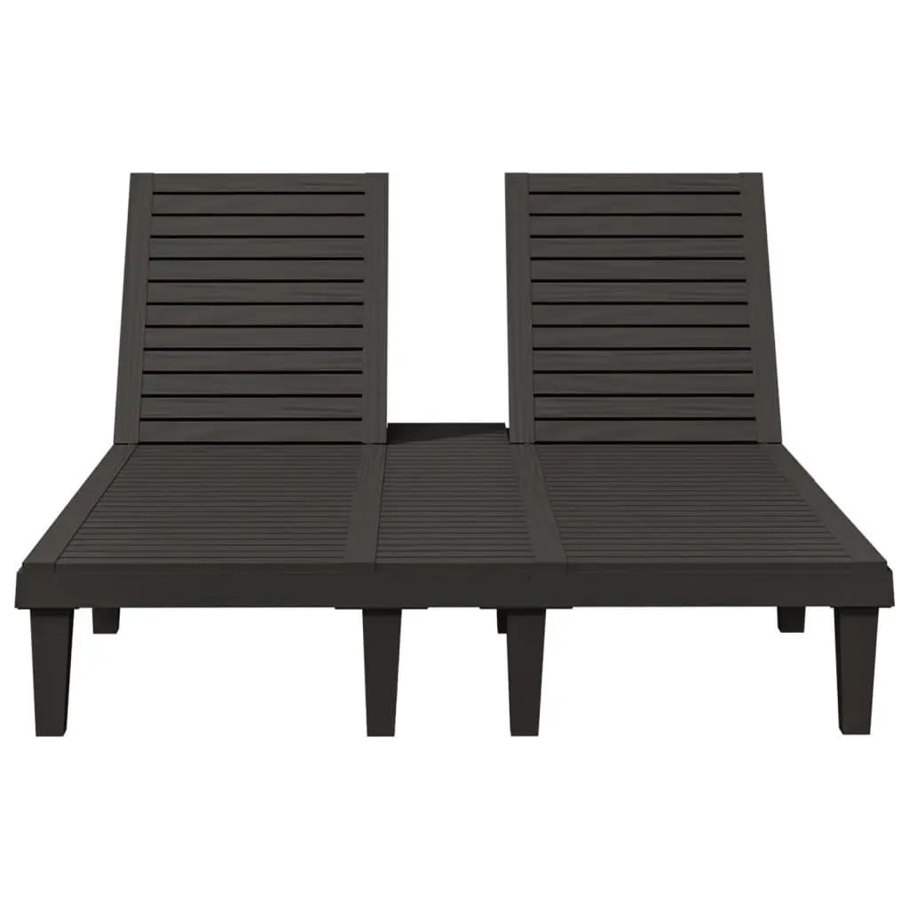 Double Sun Lounger Adjustable Reclining Black 155 x 138 x 83 cm Outdoor Garden Patio Daybed
