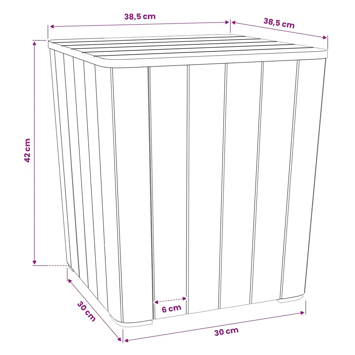 Garden Storage Table Removable Lid Black