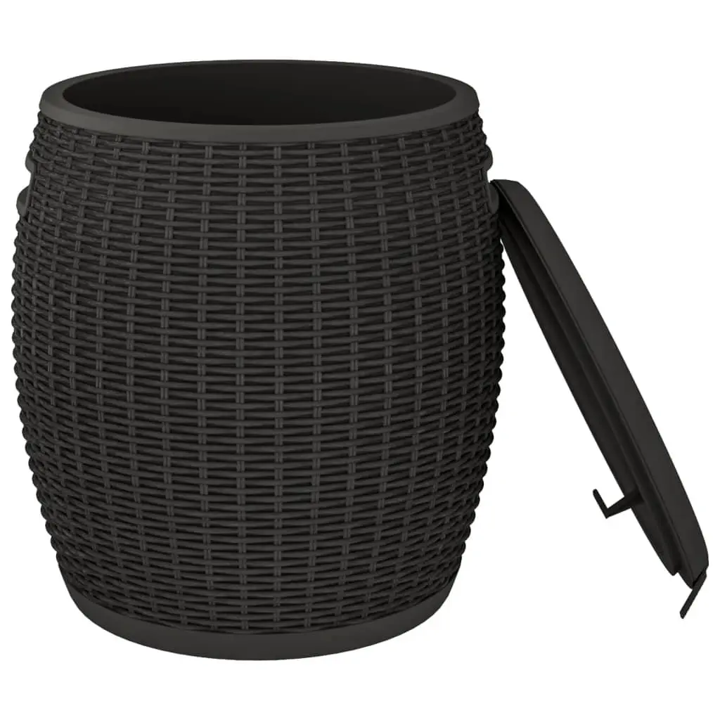 Outdoor Storage Box 4 in 1 Ice Cooler Stool Table Black Polypropylene