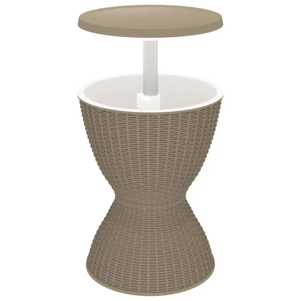 3-in-1 Ice Cooler Table Outdoor Furniture Brown Polypropylene