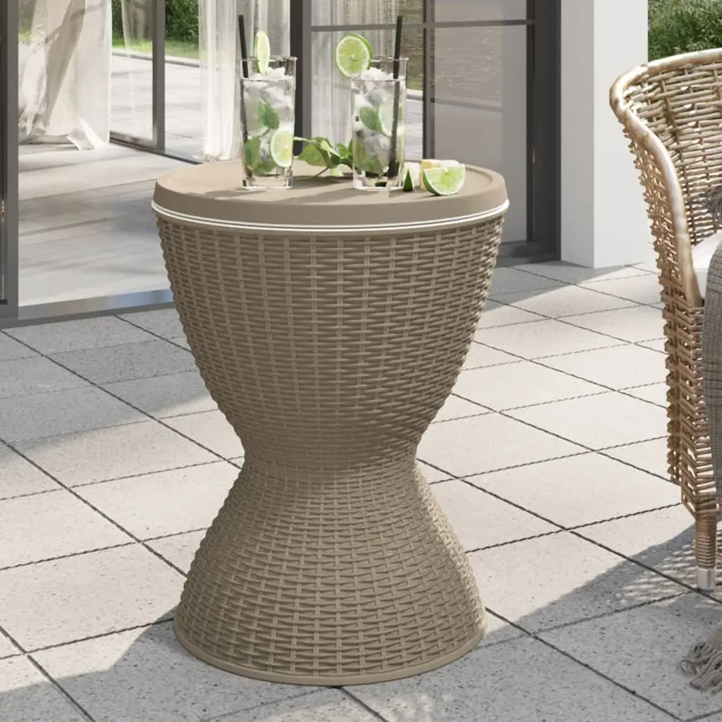 3-in-1 Ice Cooler Table Outdoor Furniture Brown Polypropylene