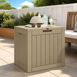 Outdoor Storage Box Grey Garden Furniture Bench Seat with Handles Polypropylene