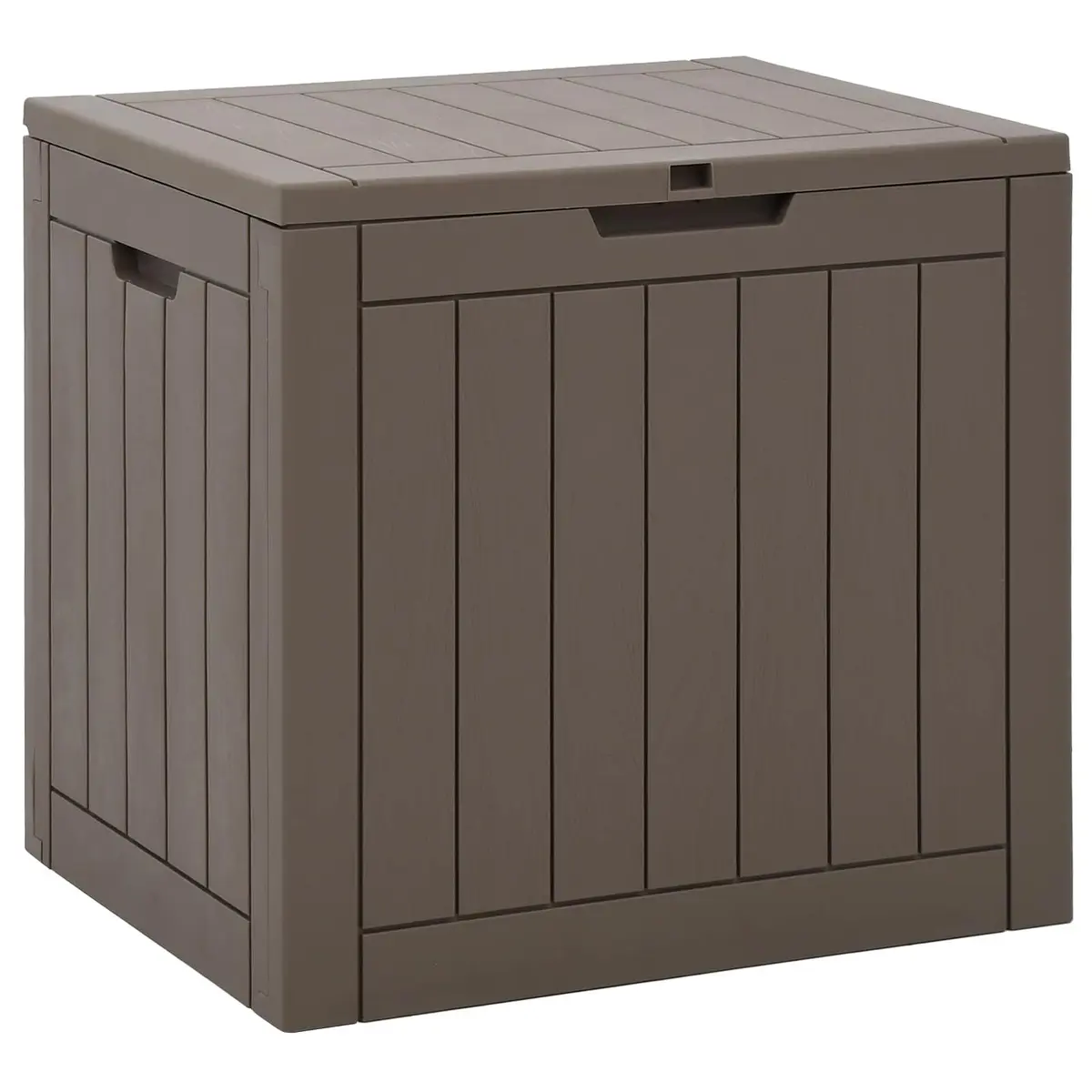 Outdoor Storage Box Grey Garden Furniture Bench Seat with Handles Polypropylene