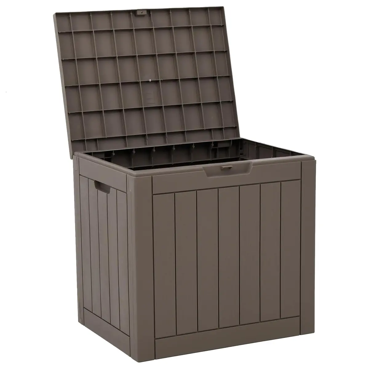 Outdoor Storage Box Grey Garden Furniture Bench Seat with Handles Polypropylene