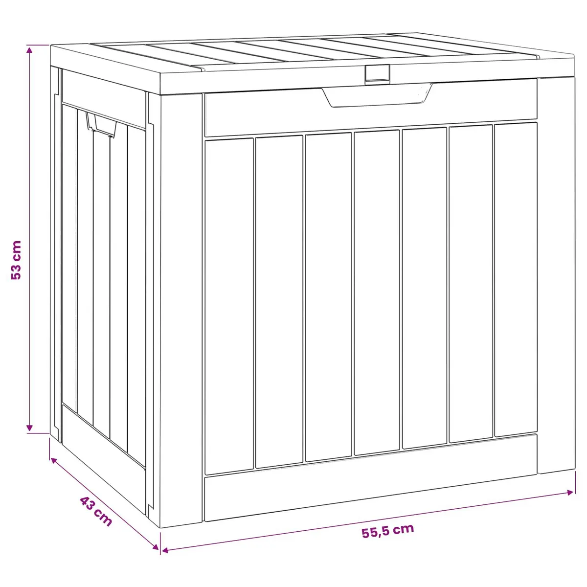 Outdoor Storage Box Grey Garden Furniture Bench Seat with Handles Polypropylene