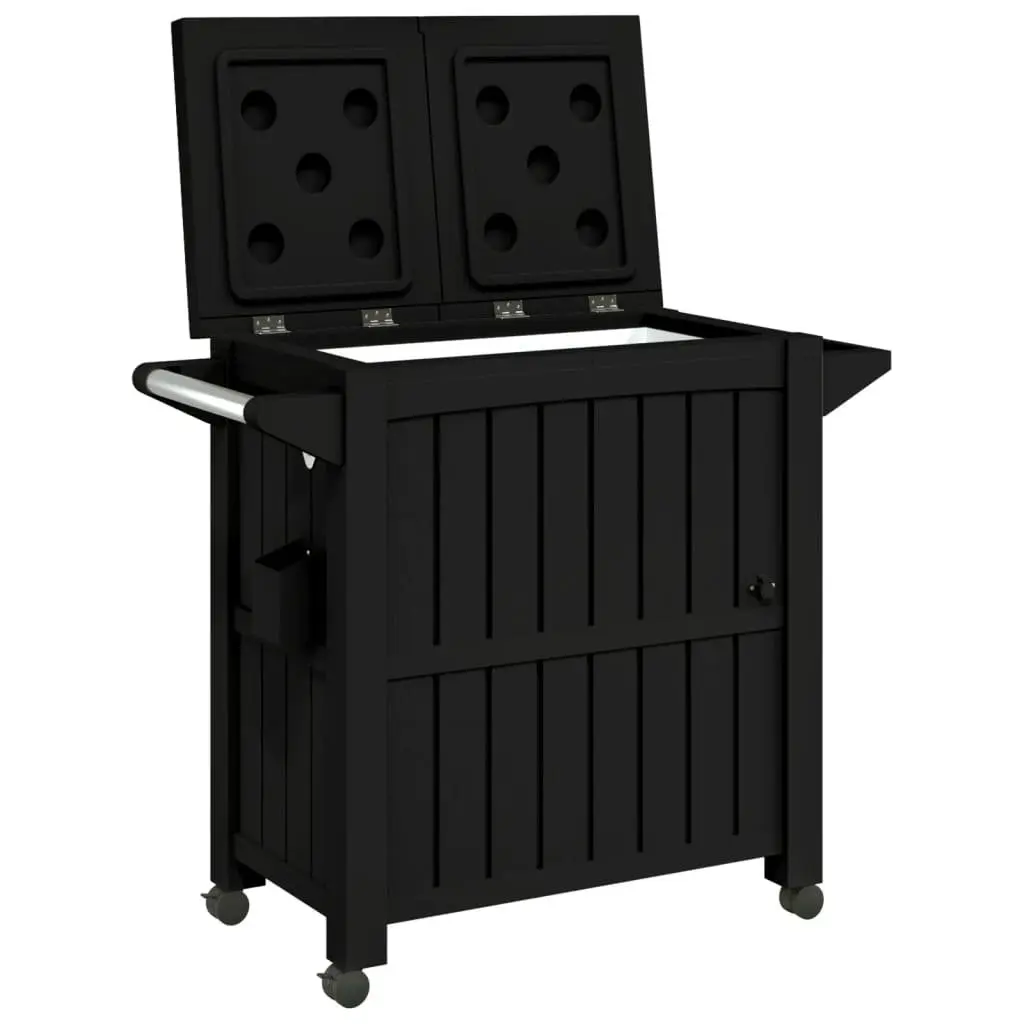 3-in-1 Serving Cart with Ice Bucket Rolling Kitchen Dining Trolley Black