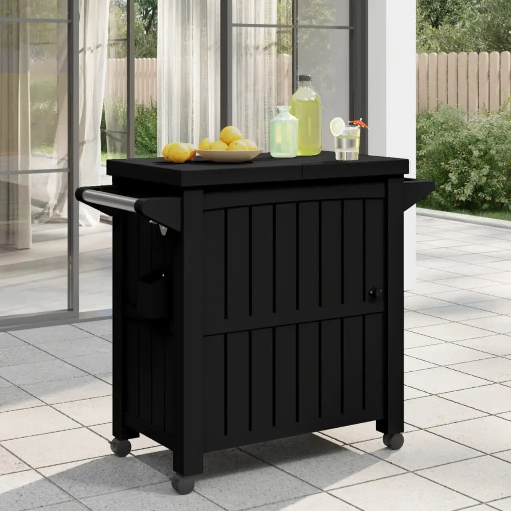 3-in-1 Serving Cart with Ice Bucket Rolling Kitchen Dining Trolley Black